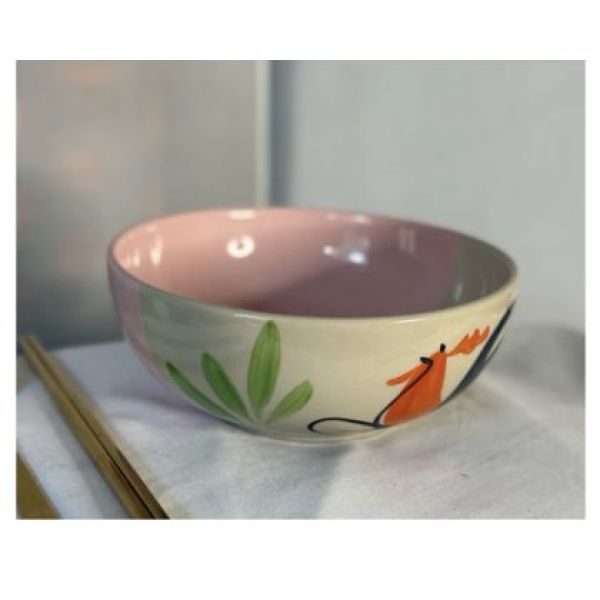ชามตราไก่กลมเซรามิค ขนาด 9 นิ้ว สีทูโทน