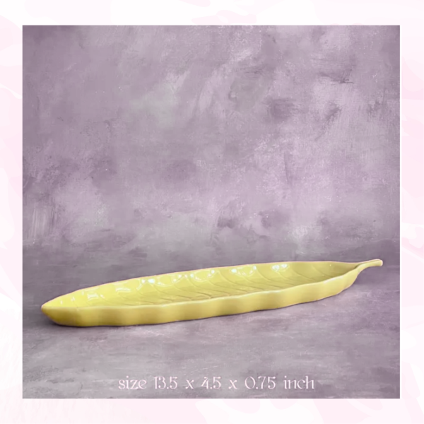 จานซูชิ จานเซรามิค จานเสิร์ฟ จานยาว รูปทรงใบไม้ (แพ็คคู่)